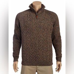 New Tommy Bahama Half Zip Sweater Cable Knit Pullover Irazu Brown Men’s Medium‎